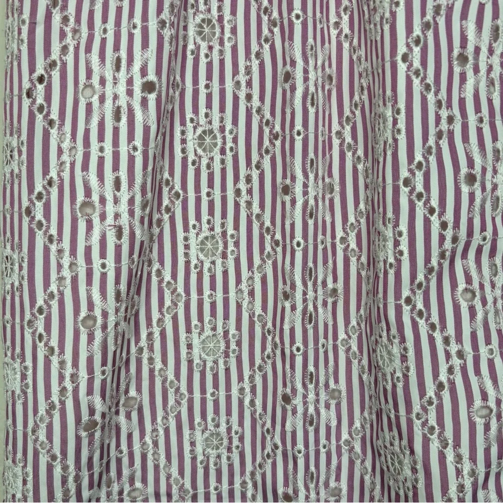 Avara Eyelet Ruffle Sleeve Purple Stripe Dress NWT - Picture 3 of 10